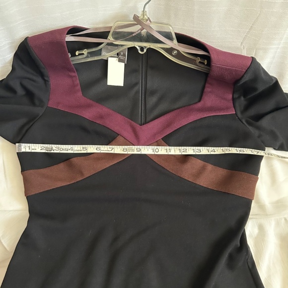 Muse Knit Black Dress Contrast Insets Bust and Hem Fall Colors Size 12 NWT - Picture 7 of 11